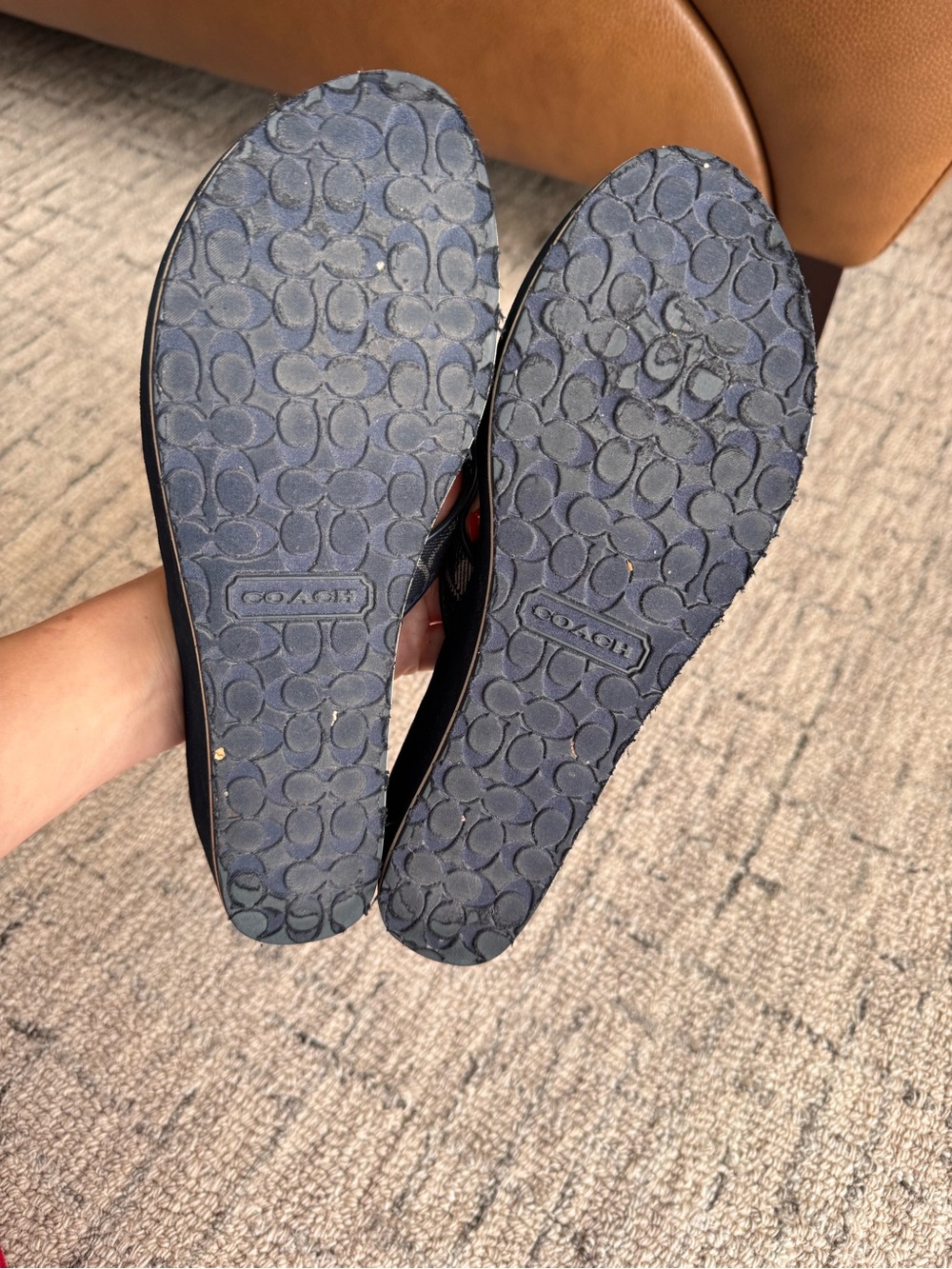 Coach Jaicee wedge flip flops denim 9 - Picture 6 of 7